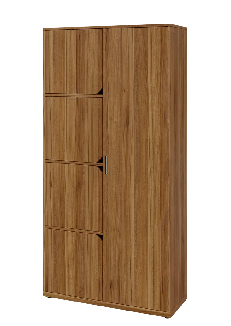 KSR6-82 P skříň šatní, 1x výsuvné ramínko, 4x dvířka, 2053x1022x400 mm, provedení pravé, ořech světlý